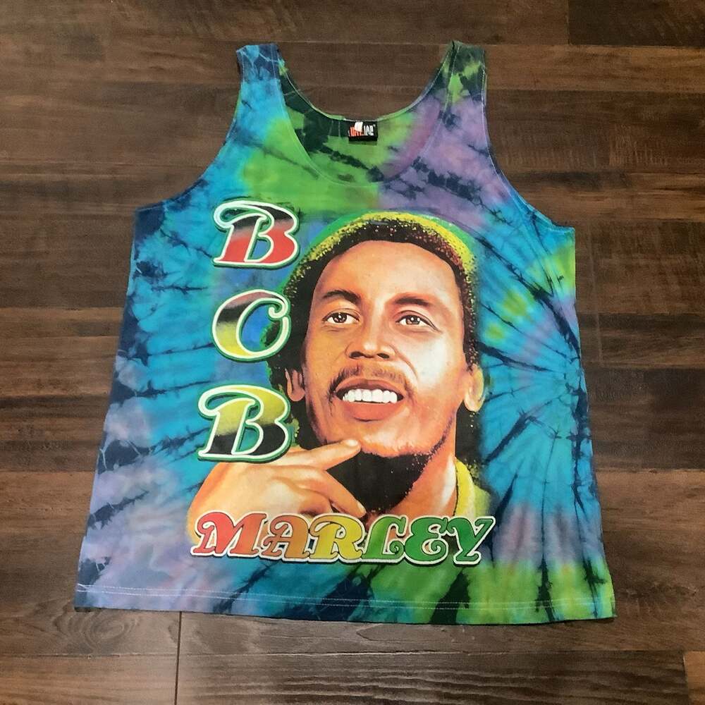 Vintage Hot-Ice Size Large Bob Marley Graphic Tie-Dye Tank Top